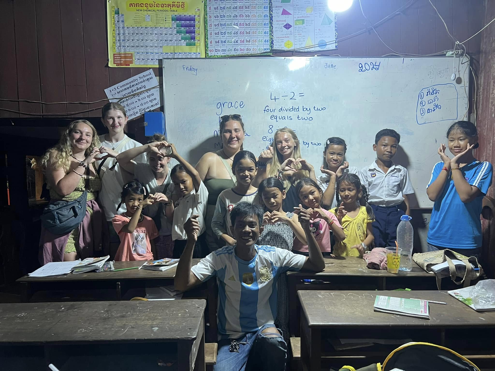 Students and volunteers spending time together