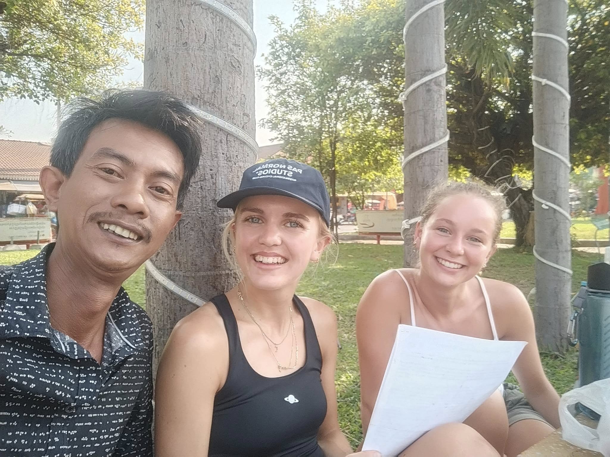 European volunteers with a school supporter